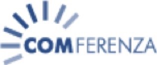 Logo della CoMferenza con nome cirocndato da linee azzurre