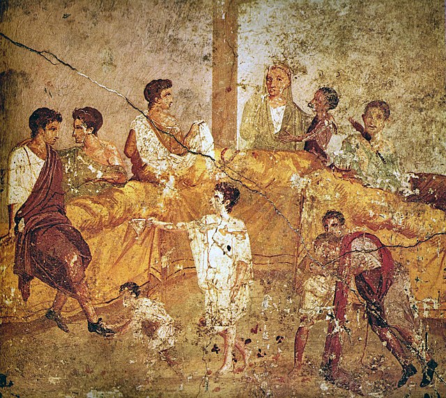 Pompei, pittura murale, banchetto di famiglia