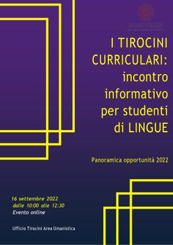 Evento per studenti iscritti ai corsi di laurea ambito linguistico16 settembre 2022 Evento per studenti iscritti ai corsi di laurea ambito linguistico16 settembre 2022