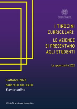 Evento per studenti iscritti ai corsi si laurea dell'ambito umanistico 6 ottobre 2022 Evento per studenti iscritti ai corsi si laurea dell'ambito umanistico 6 ottobre 2022